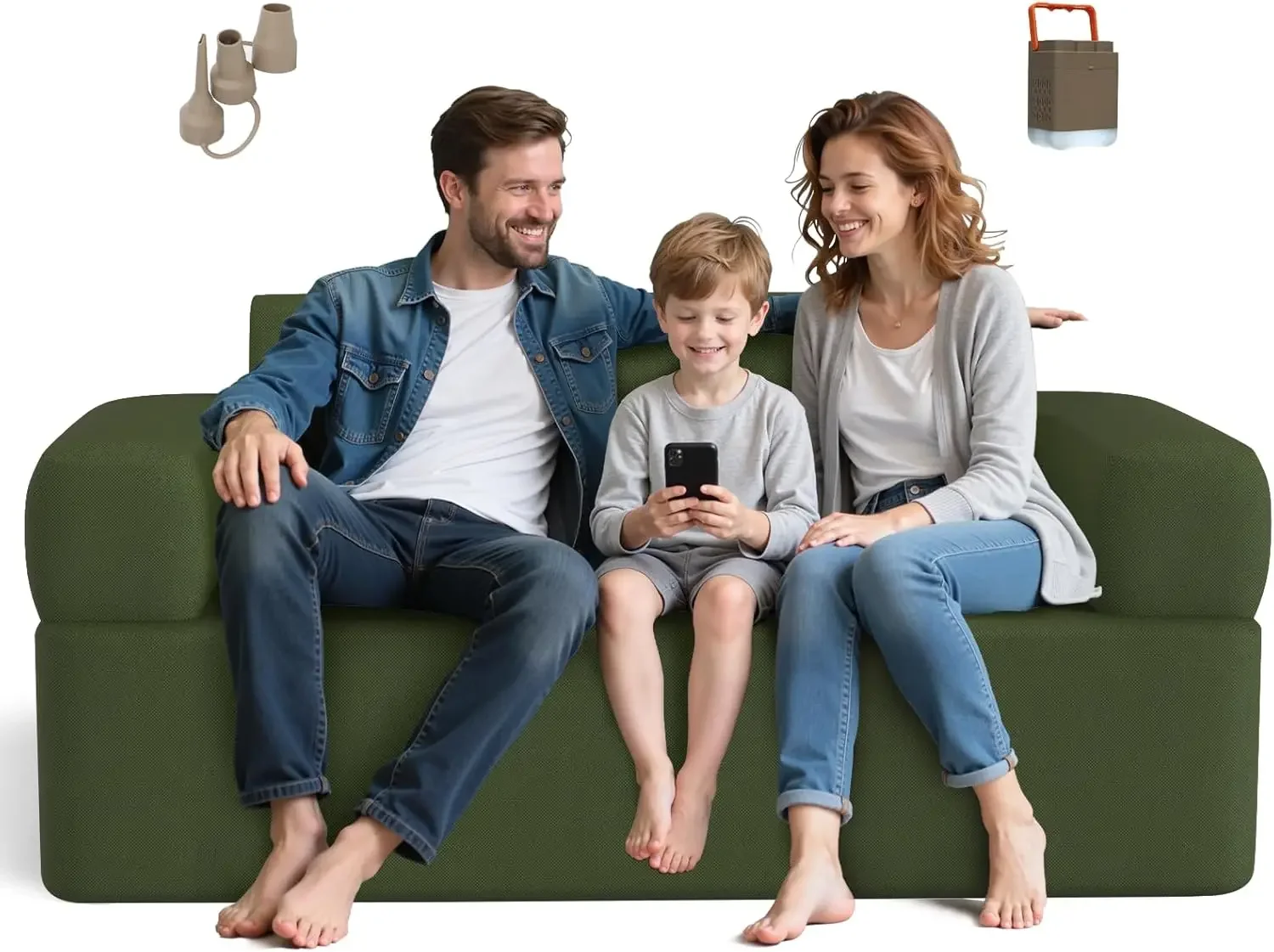 Double-Layer Inflatable Couch with Built-in Pump - Automatic Air Sofa Chair, Super Tough & Tear