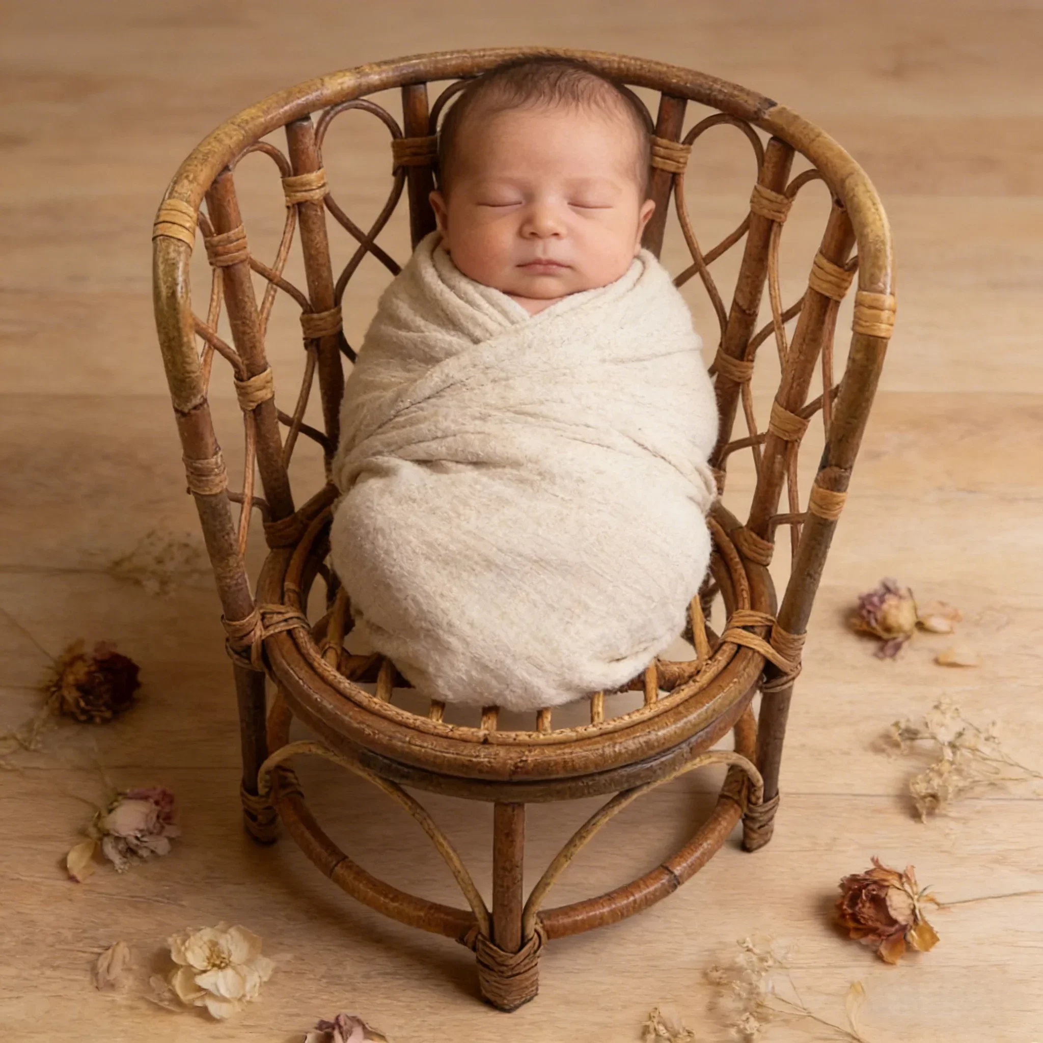 1pc Bamboo Bed Bench Rattan Basket Container Baby Photography Props Infant Posing Accessories For Baby Studio Shooting Supplies