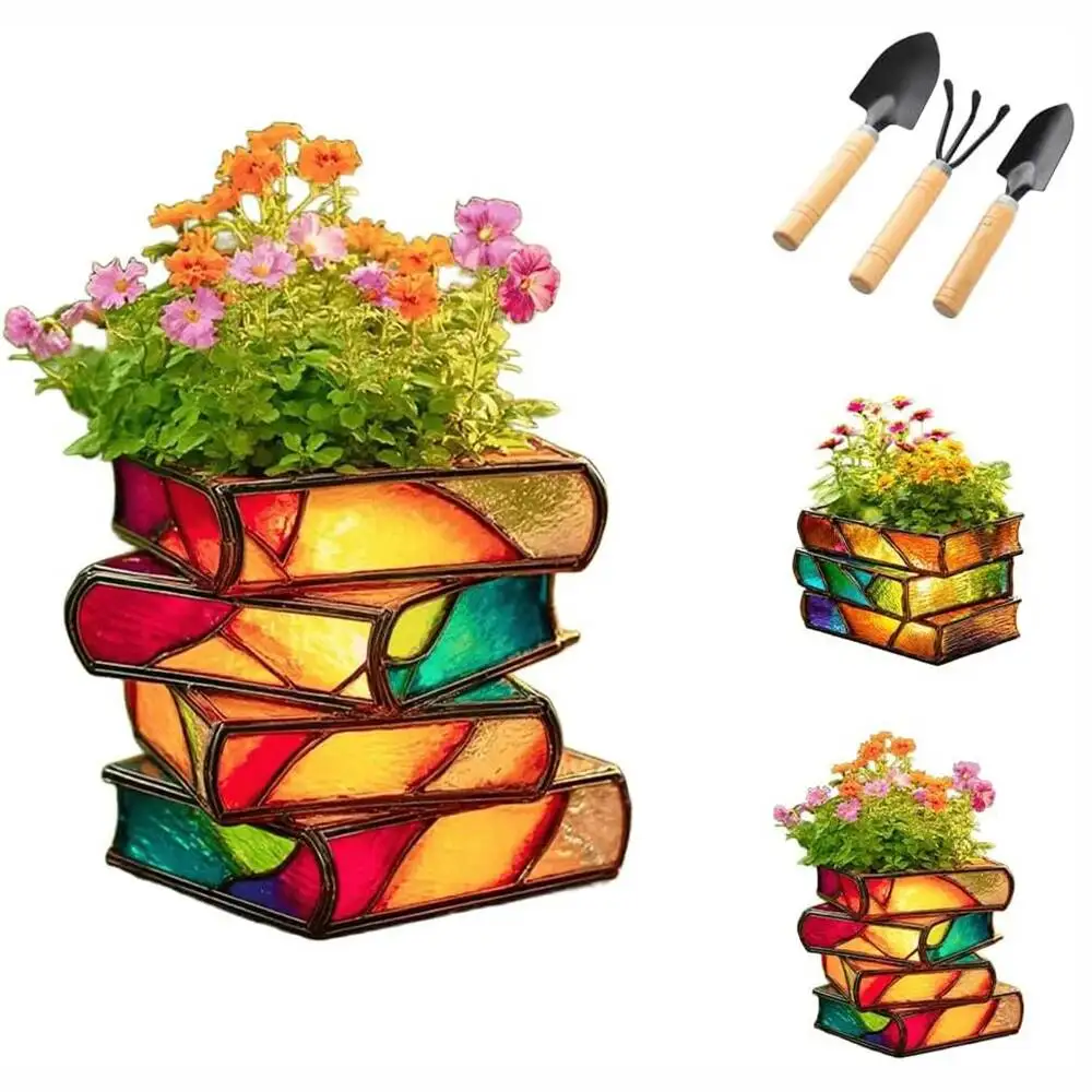 Cute Plant Bookshelf Flower Pot, Creative Desk Decor For Office & Librarians, Home Tabletop Ornament Gift