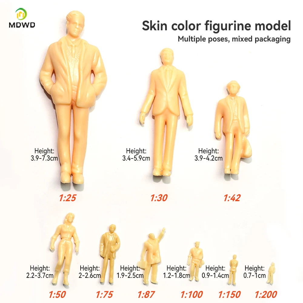 Modelo de construção de mesa de areia 1:30-200, faça você mesmo, cor de pele artesanal, personagem de simulação de pessoa pequena, mini boneca com 10 peças