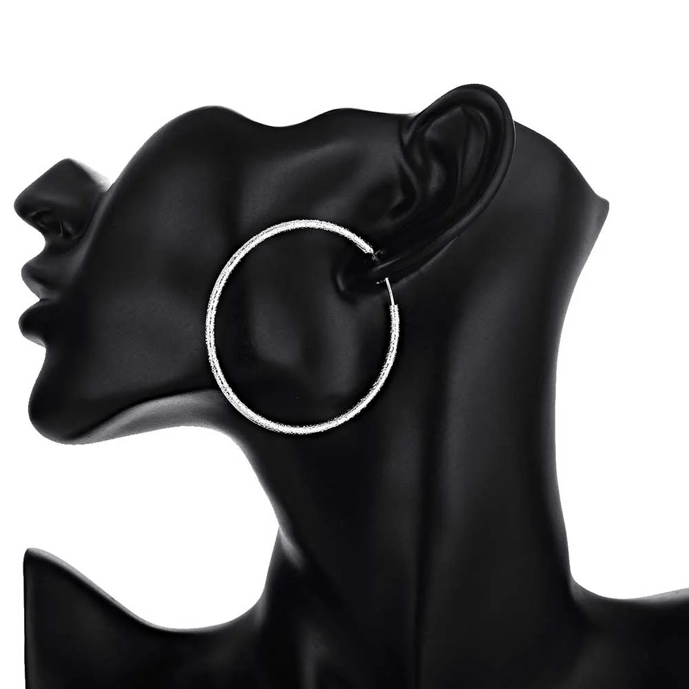 50/60MM Classic Large Hoop Earrings for Women Fashion Silver Plated High Quality Big Earrings