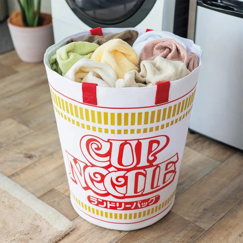 

SUPER KINGSIZE CUP NOODLE Shape Decorations Handbags Large Capacity Inner Waterproof Coating Foldable Drawstring Storage Buckets