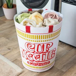 SUPER KINGSIZE CUP NOODLE Shape Decorations Handbags Large Capacity Inner Waterproof Coating Foldable Drawstring Storage Buckets