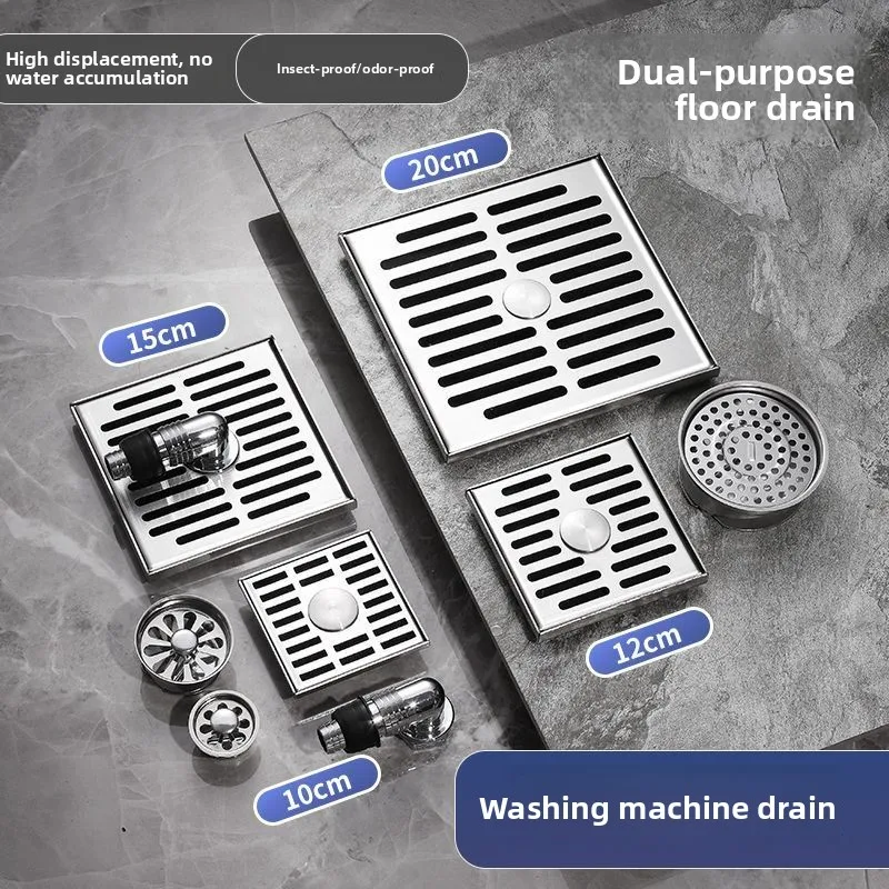 

Odor-proof 304 Stainless Steel Floor Drain, Dual-purpose Large-displacement Large-caliber Floor Drain for Bathroom
