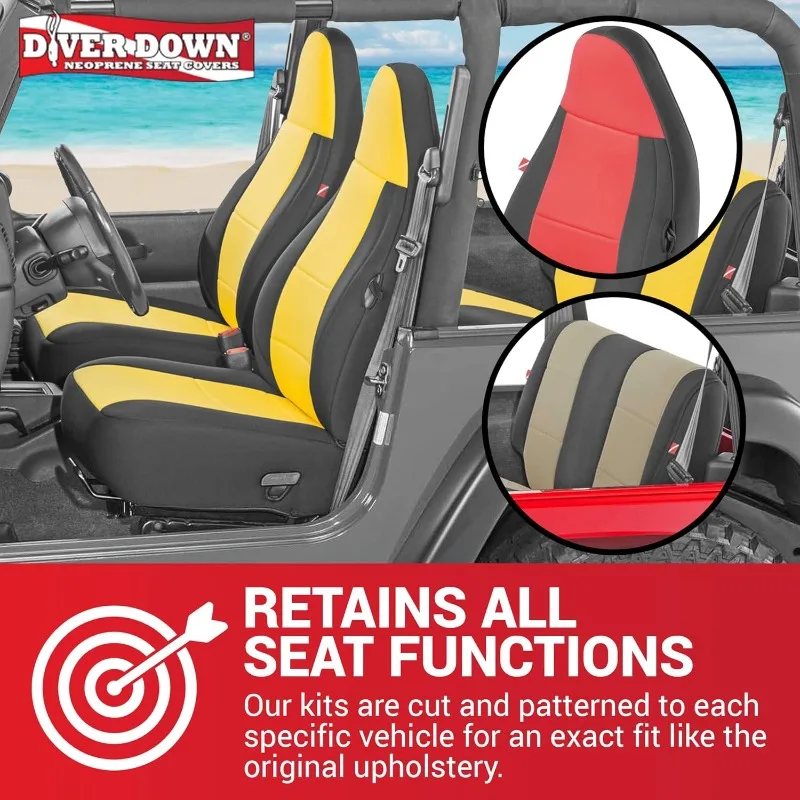 Neoprene Seat Cover Set - Fits Jeep TJ 1997-2006 Wrangler - Front and Back Seat Set - Waterproof Custom Fit Seat Covers