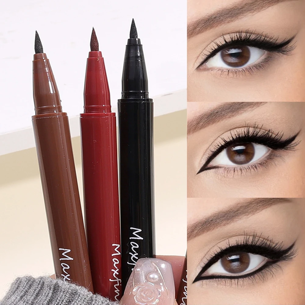 Ultra Thin Silky Matte Liquid Eyeliner Pen Waterproof Non Smudging Lasting Black Brown Red Lying Silkworm Eye Liner Eyes Makeup