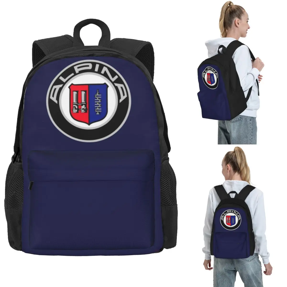 Alpina - Mochilas con logotipos de coches clásicos, mochila para niños y niñas, mochilas escolares de gran capacidad, mochila de viaje, bolso de hombro