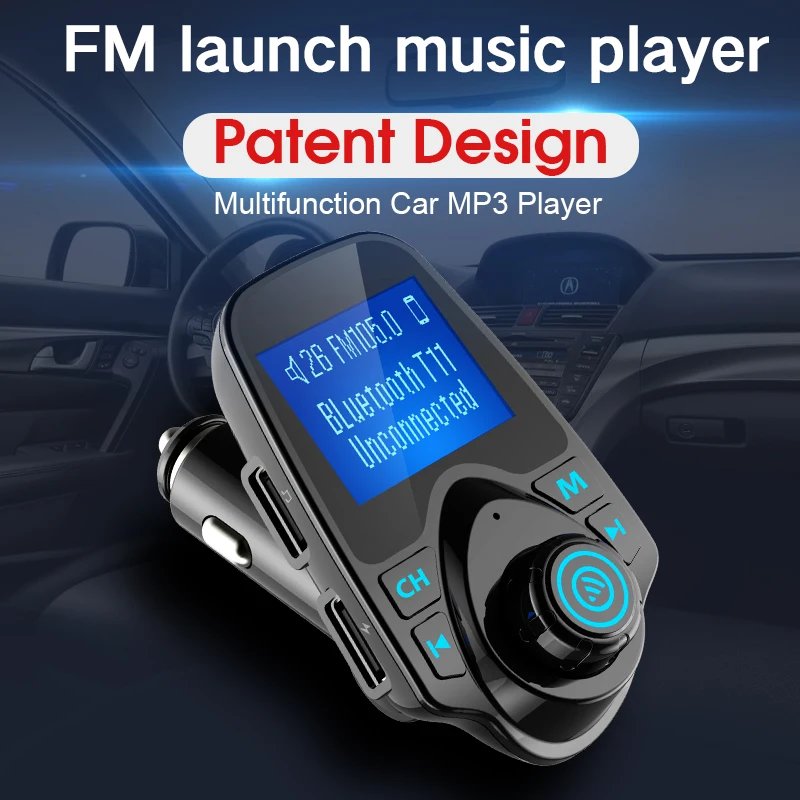 

Car MP3 Bluetooth Player FM Transmitter TF Card U Disk Lossless Music aux Audio Receiver Bluetooth Car Kit USB Car Charger