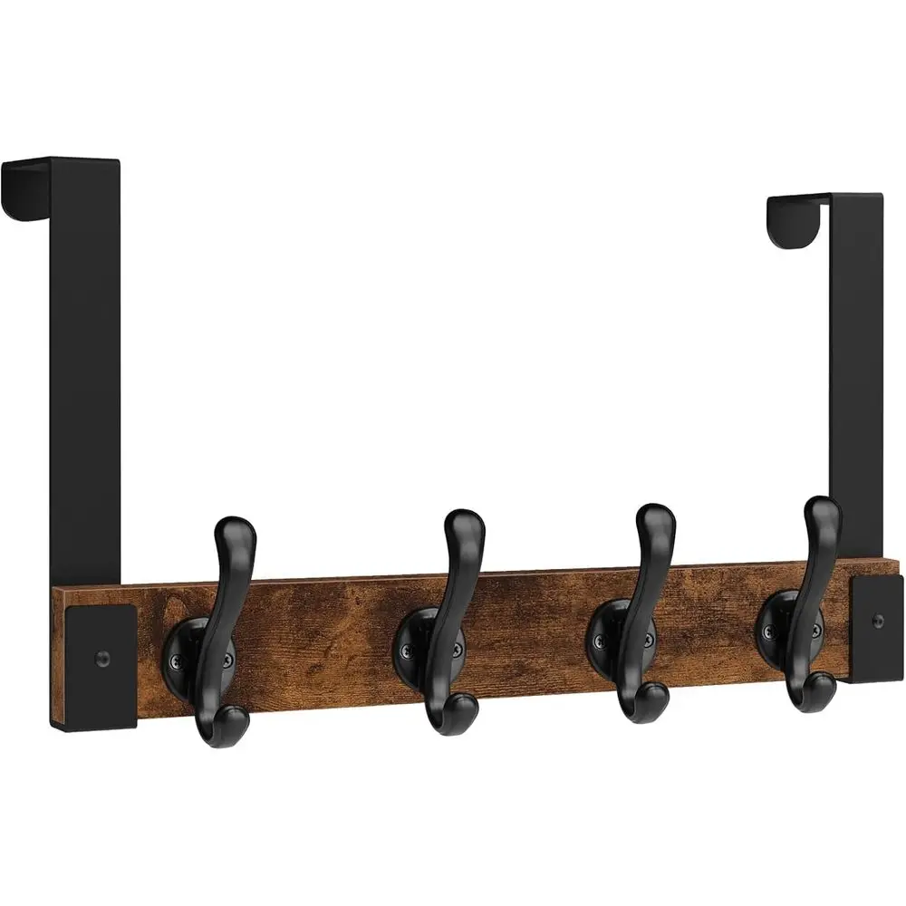 

Прочная деревянная вешалка для двери с крючками для шляп и полотенец, с отделкой под старинное коричнево-черное покрытие