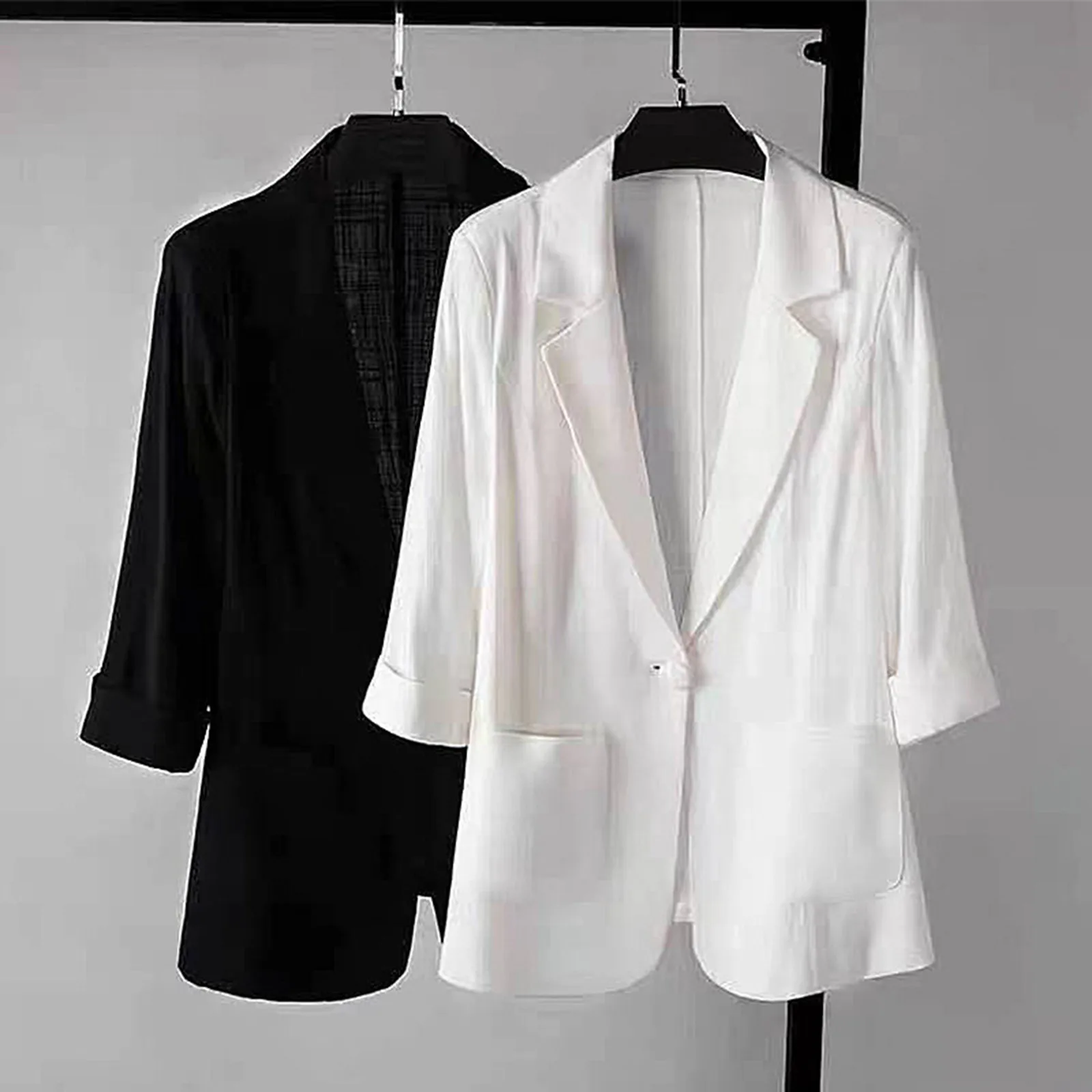 Ice Silk Cotton Small Suit Woman Spring Autumn Blazer New Slim-fit Day Solid Casual All-match Small Suit Large Size Coat 2024 ﻿