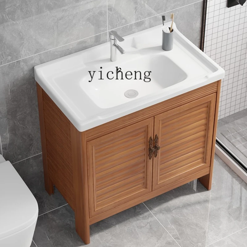 Zf Small Apartment Bathroom Wash Basin Cabinet Combination Floor Type Washstand Pool