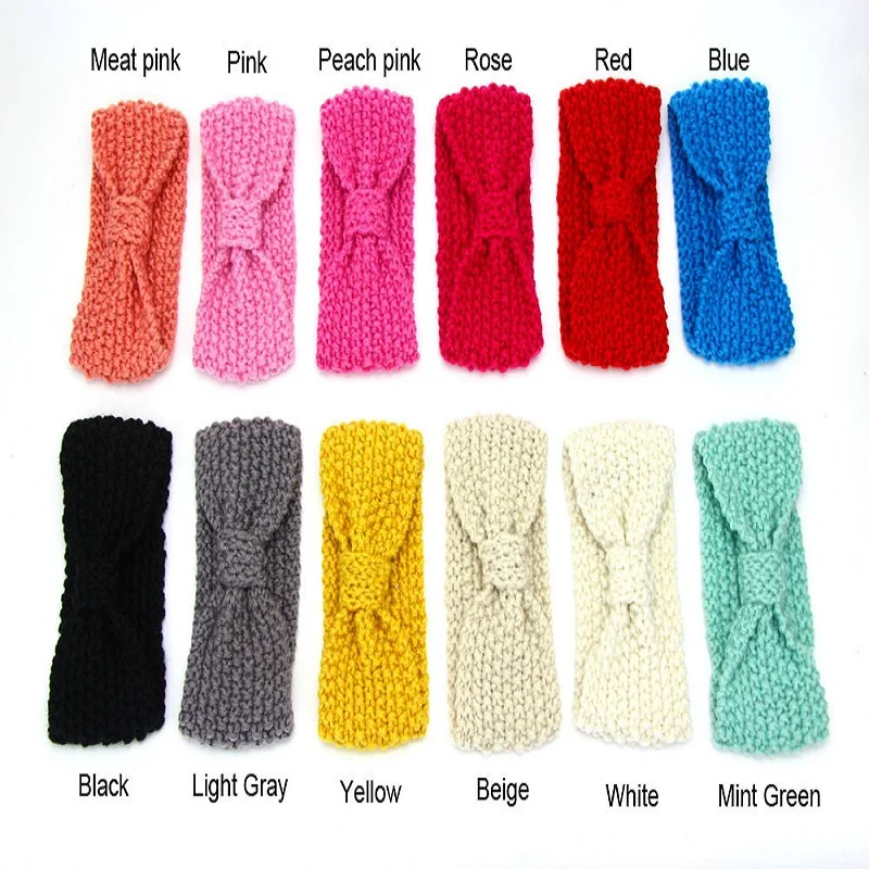 Yundfly 1PCS Girl Knit Crochet Winter Turban Headband Ear Warm Headbands Kids Newborn Children Headwraps Turban Hair Accessories