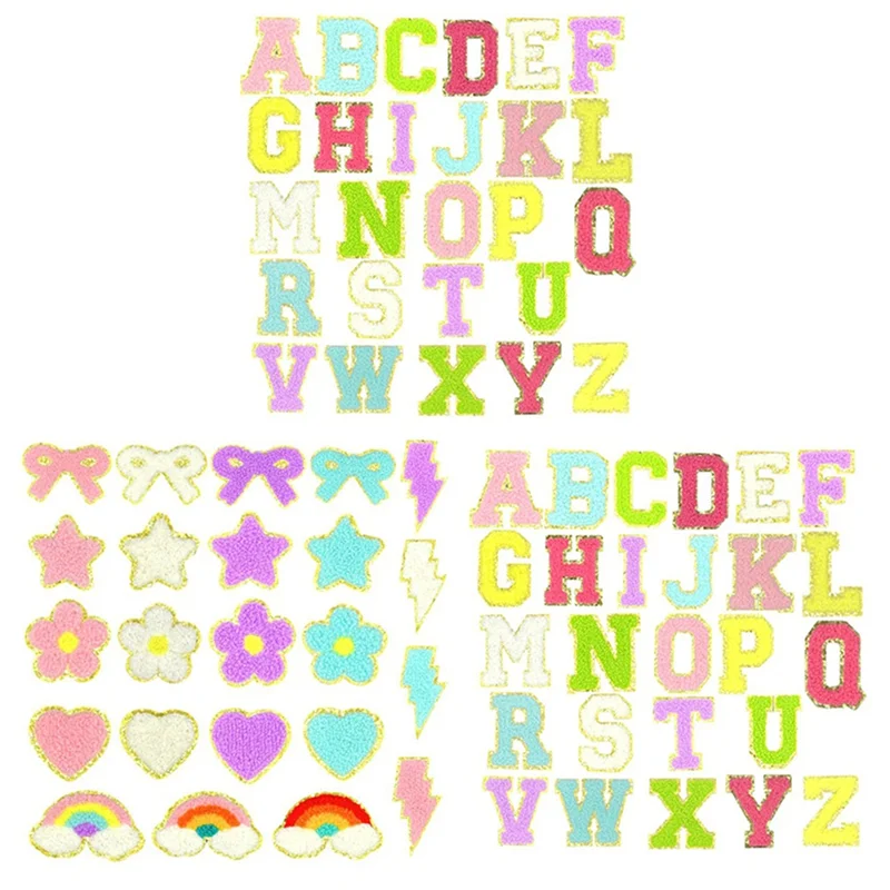 

AT33 Letter Patches Self-Adhesive For Backpacks: 75PCS Stick On Varsity Letter Patches Cute Star Heart For Clothing Hats Bags