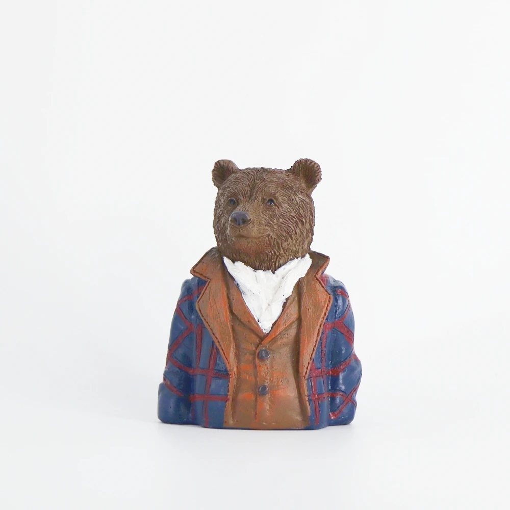 Kreative Mr. Braunbär-Statue, Niedliche Bären-Gentleman-Figur, Harz-Skulptur, Dekoration für Zuhause, Büro, Schreibtisch, Bücherregal, Kleines Geschenk – Detail 2