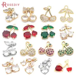 18K Gold Color Brass Cherry Charms Pendants High Quality Diy Jewelry Making Supplies Necklace Earrings Accessories for Women