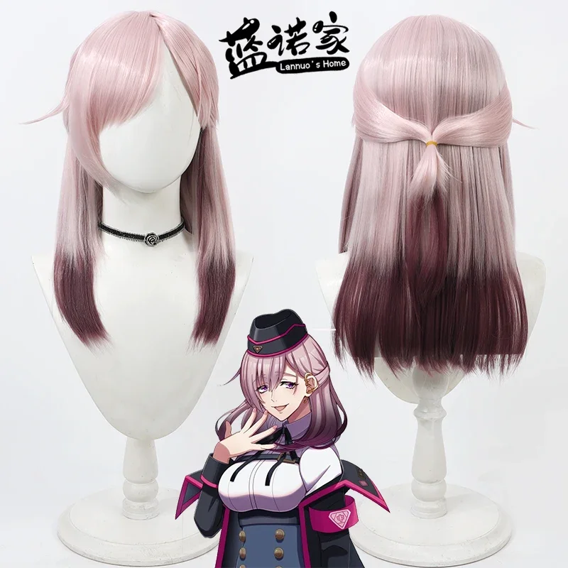 Synthetic Hair Honobono Keitoin Cosplay Wigs Division Rap Battle 45cm Long Pink Mixed Wine Red Cos Wig Heat Resistant