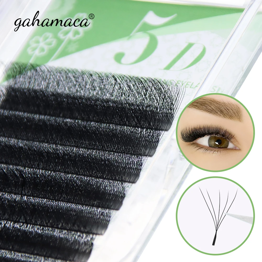 GAHAMACA 5D W Shape Lashes Extension Premade Volume Fan Eyelash Individual Lash 12 Rows Easy Fan Makeup Tools