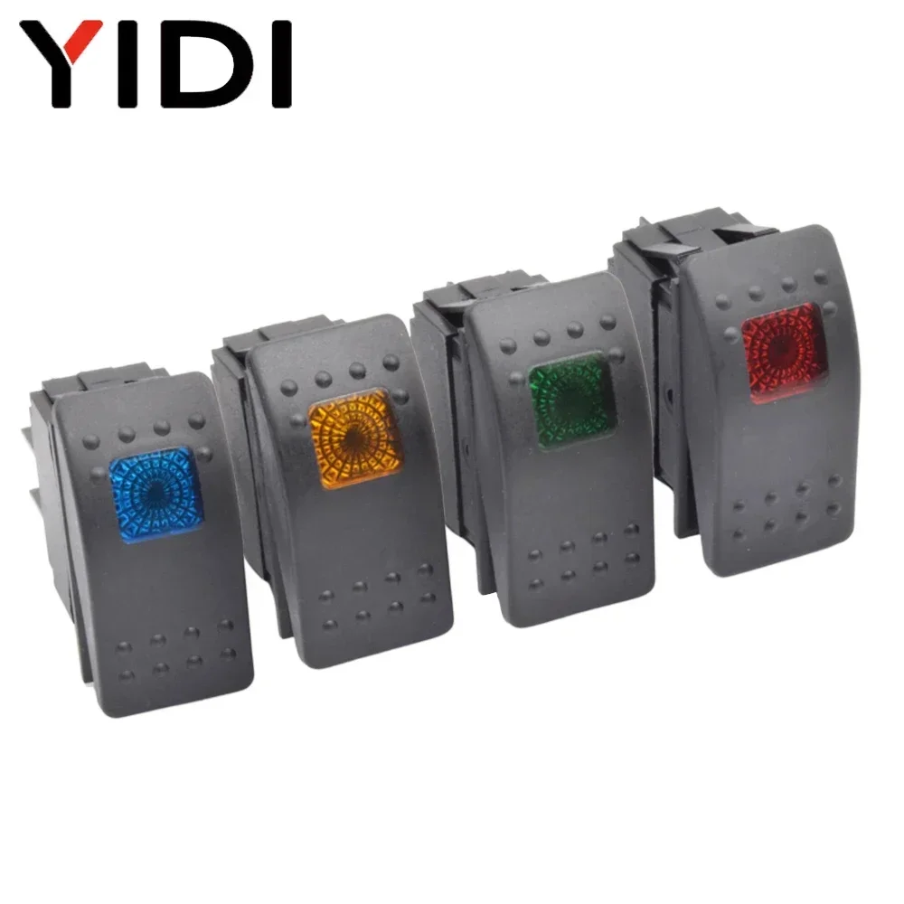 5pcs 12V 220V Waterproof Car Boat Marine Toggle Rocker Switch DPST 4pin On Off Illuminated LED Light Lamp Bar Button Switch