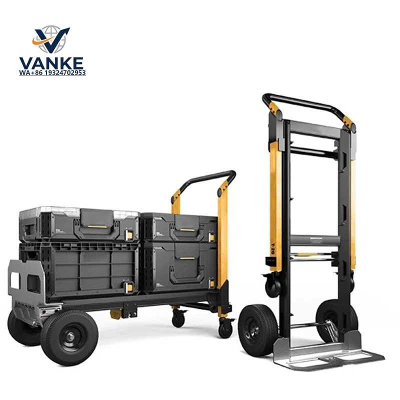 Warehouse Handling Cart, Outdoor Hand Cart 2-in-1, Multifunctional Portable Stacking Box Cart with Wheels, Equipped (Customized)