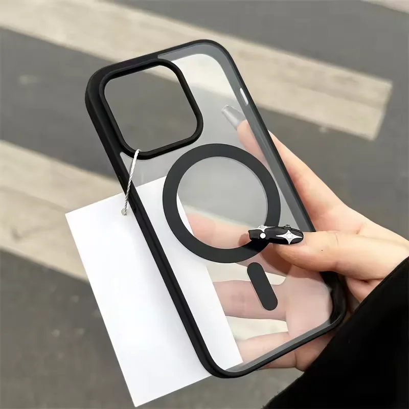 Deluxe Clear Magnetic Case for Iphone 16 15 14 Plus 13 12 Mini Pro Max Wireless Charging PC Back Drop Resistant Hard Cover