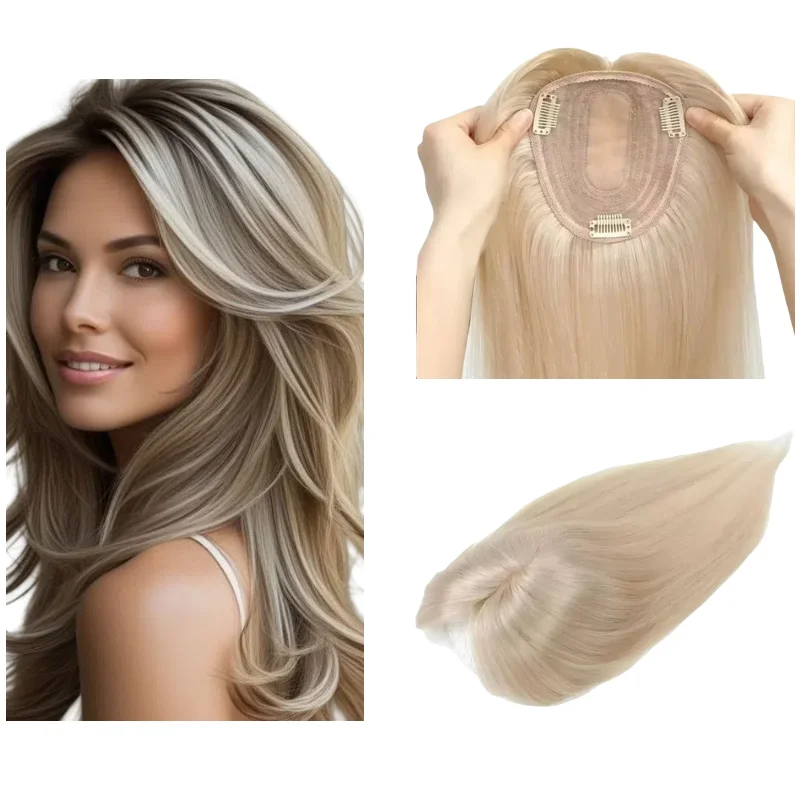 

Большой топпер из натуральных волос 12x14 см с зажимом | Шиньон с большим покрытием для женщин, идеально подходит для наращивания истончения