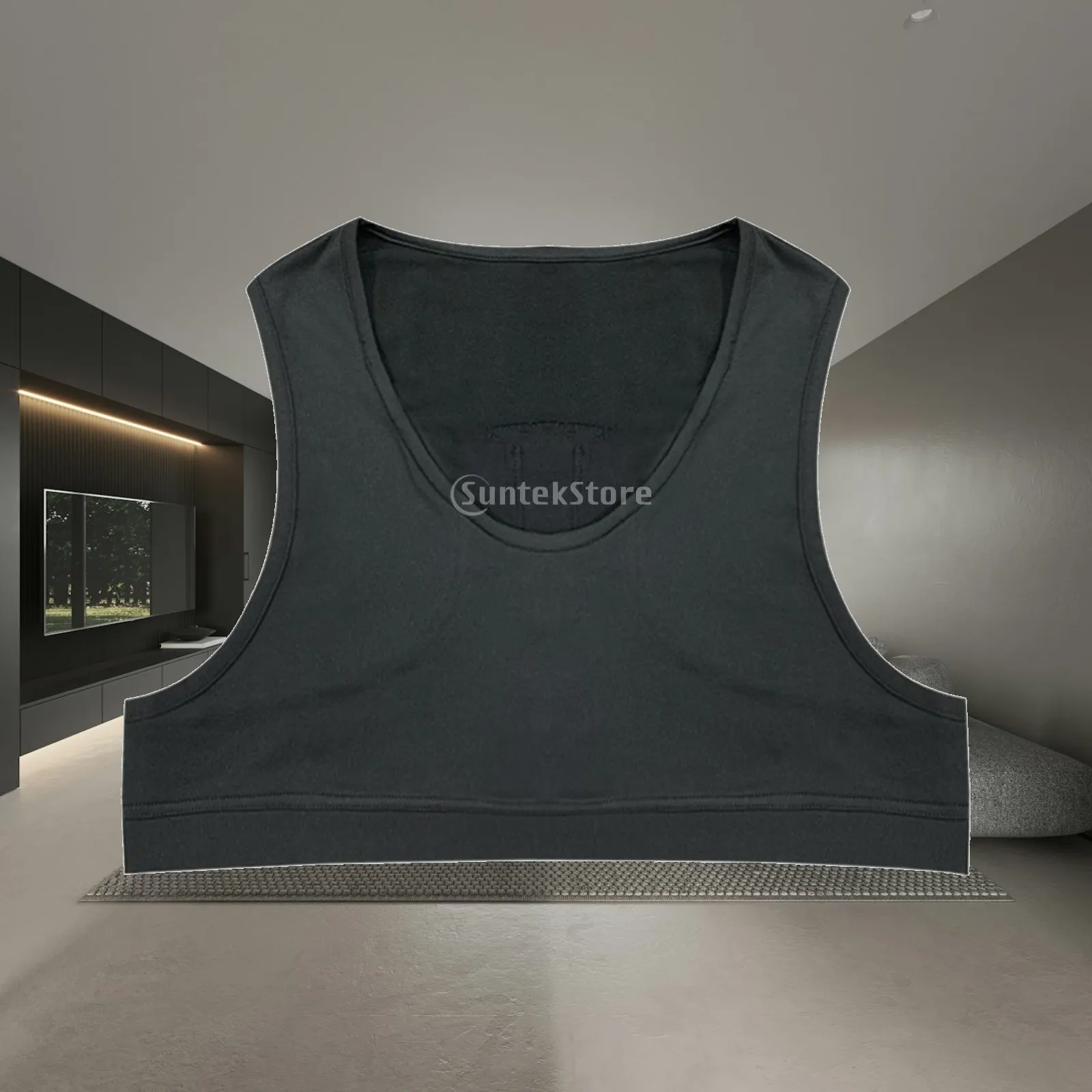 Men Sports Vest Sleeveless Black Nylon Gym Athletic Tank with Back Pocket for Running and Cardio Training