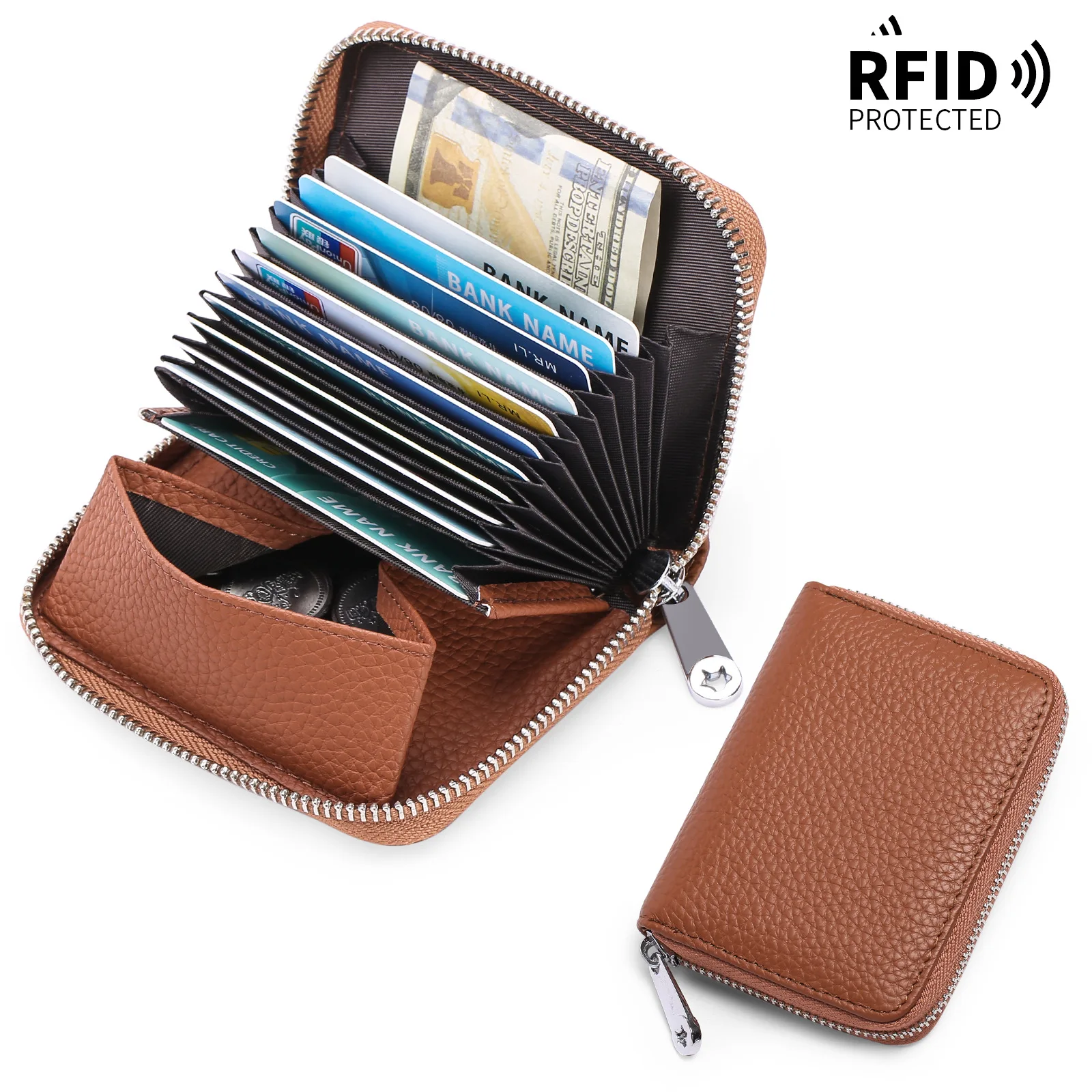 

Genuine Leather RFID Blocking Women's Small Wallet Cute Mini Womens ID Bank Credit Card Holder Organizer Coin Purse for Ladies