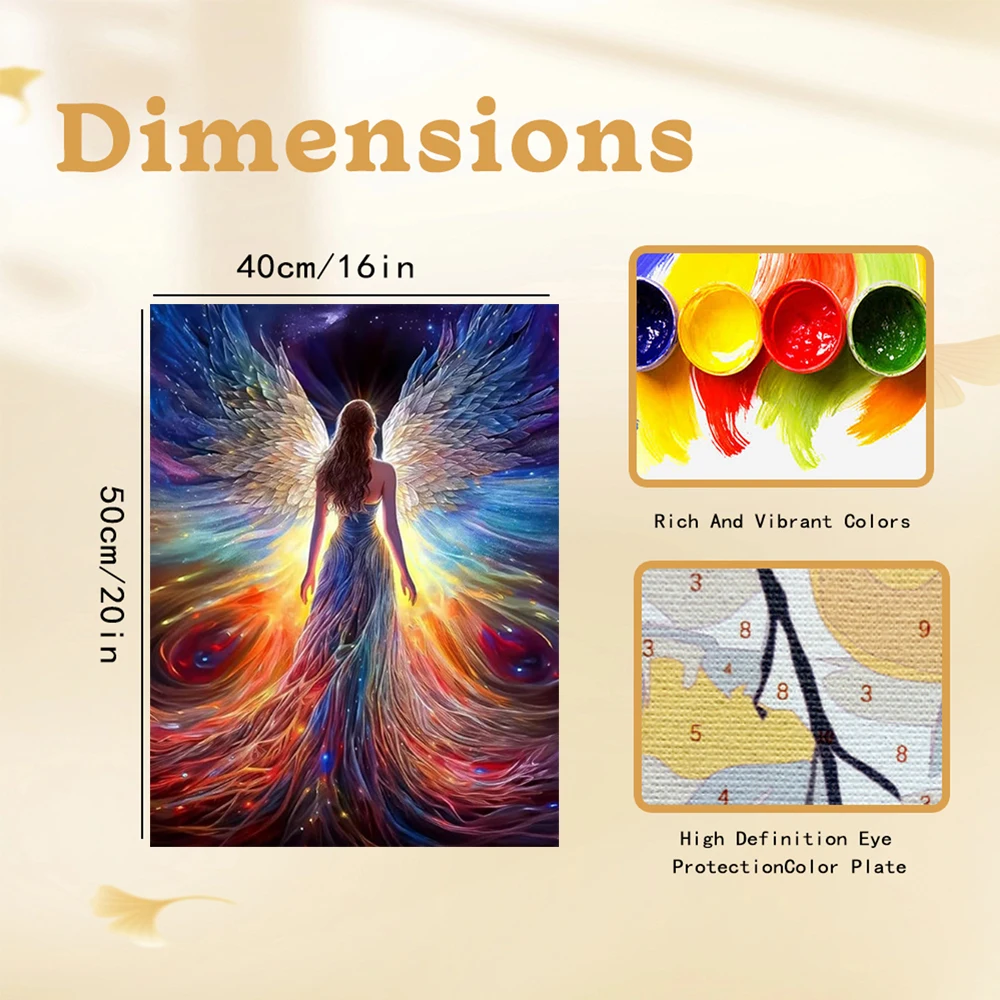 1PCS Angel's Back DIY Acryl Digital Painting Kit für Anfänger Home Wall Decor Rahmen nicht im Lieferumfang enthalten