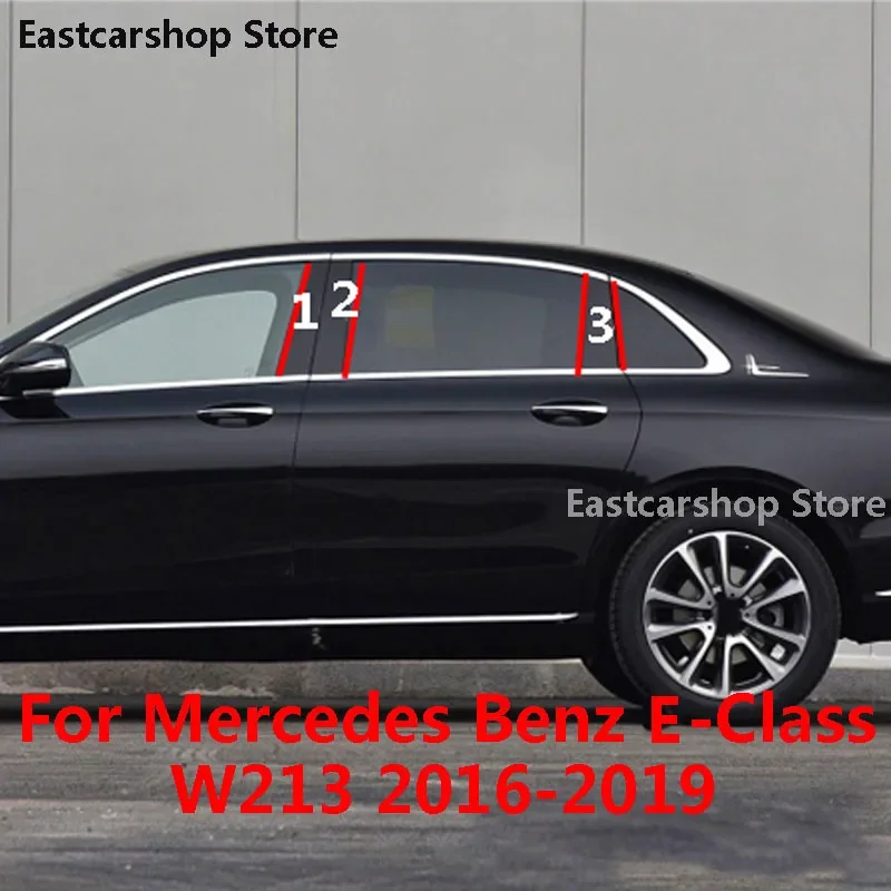 

For Mercedes Benz E Class W213 Car Middle Column PC Window Trims Decoration B C Pilar Strip Sticker Cover 2019 2018 2017 2016