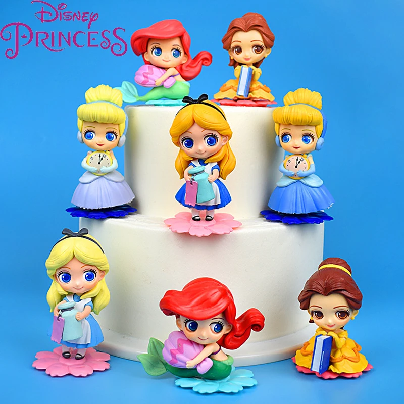 

Disney Anime Princess Jasmine Ariel Alice Belle PVC Doll Cake Decoration Figure Tinker Bell Car Desktop Ornament Kids Toy Gift