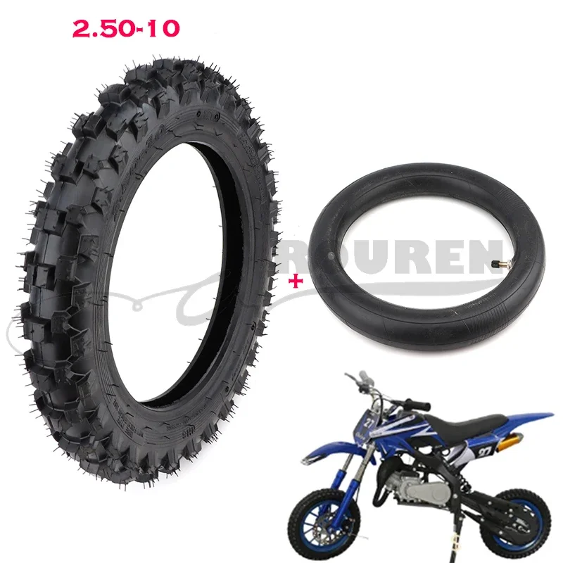 2.50-10 Front Or Rear Wheel Tire Out Tyre with Inner Tube 10inch tires 10 For Motorcycle Motocross Dirt Pit Bike