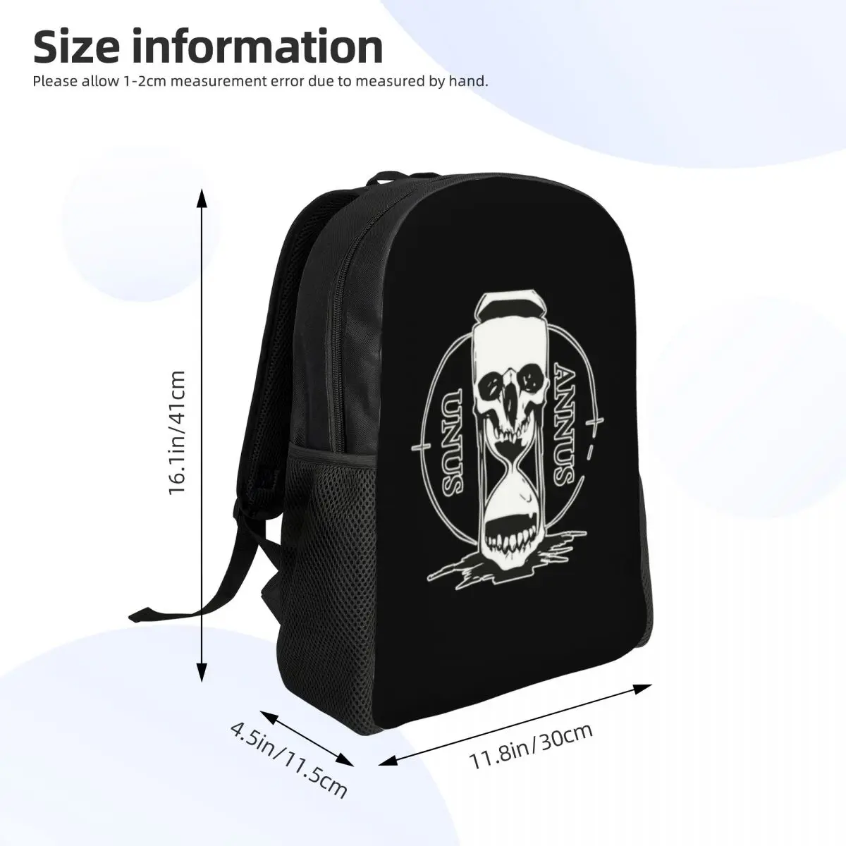 Mochila de viagem Unus Annus para homens e mulheres, mochila escolar para laptop, Memento Mori College Student Daypack Bags