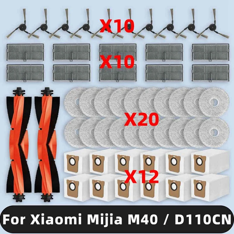 

Y37A-для Xiaomi Mijia Omni M40/D110CN запасные части мешок для пыли ткань для швабры основная боковая щетка аксессуары для фильтра Hepa