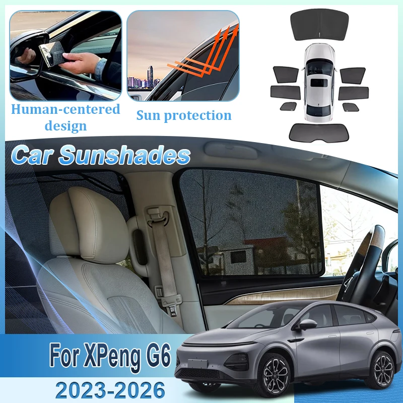 

For XPeng G6 2023 2024 2025 2026 Car Mesh Sunshade Window Magnetic Visor Shade Privacy Curtain Auto Parts Protection Accessories