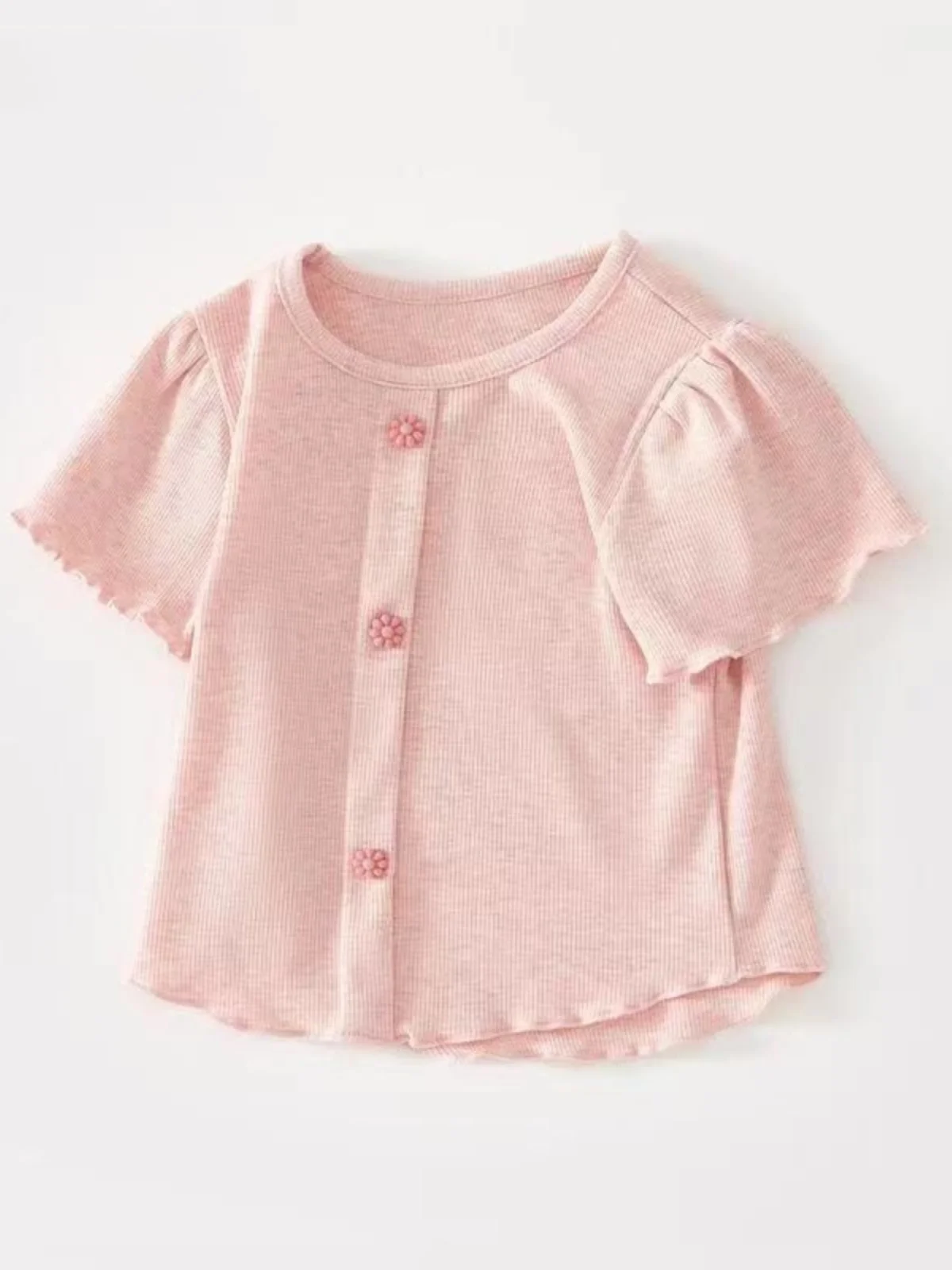 Thin ort Sve Base irt for Little Girls Baby Summer Faionable Versatile Top Children's Wear Soft Silk Material