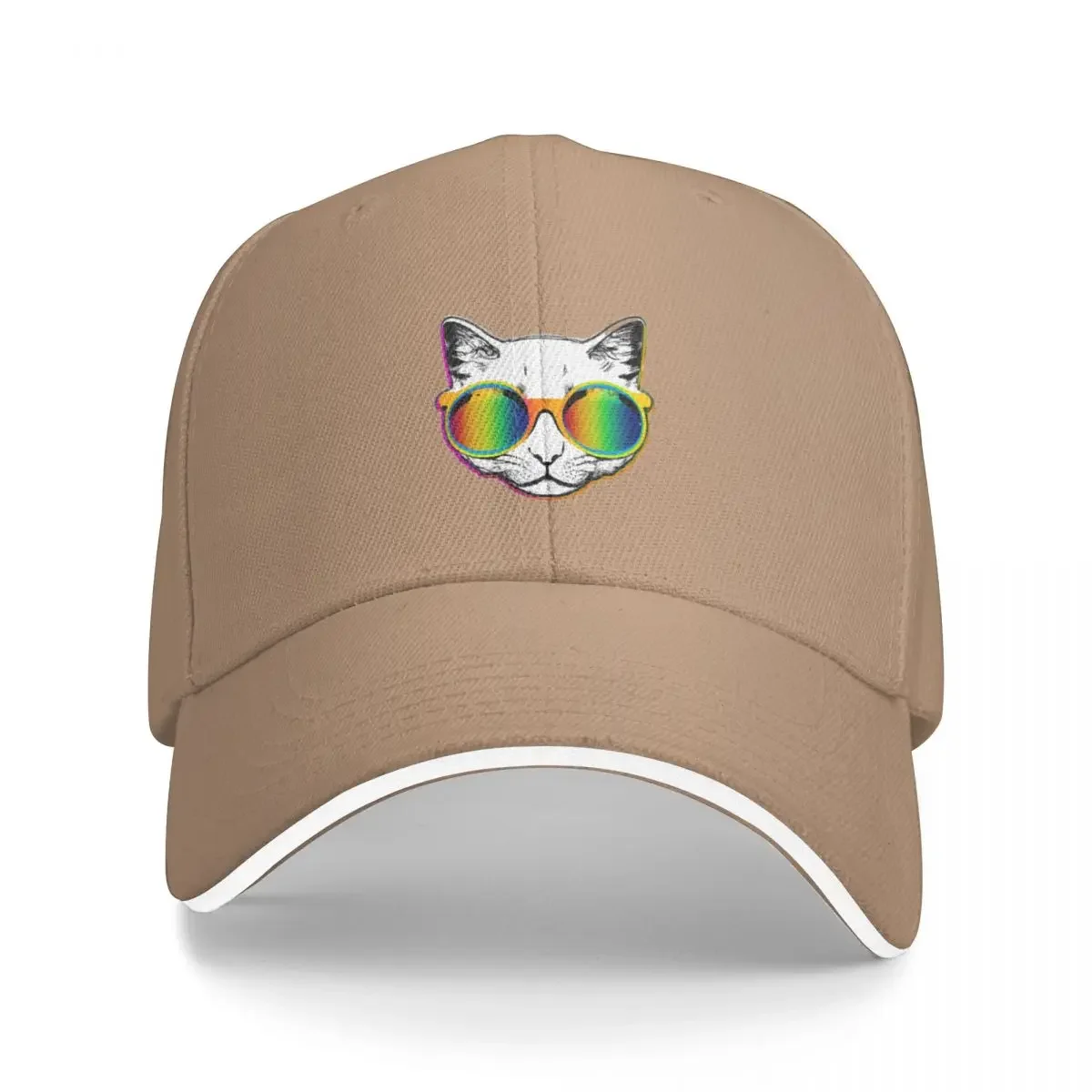 

cat portrait with cool rainbow glassesBucket Hat Baseball Cap baseball Golf hat man mens hats Women's