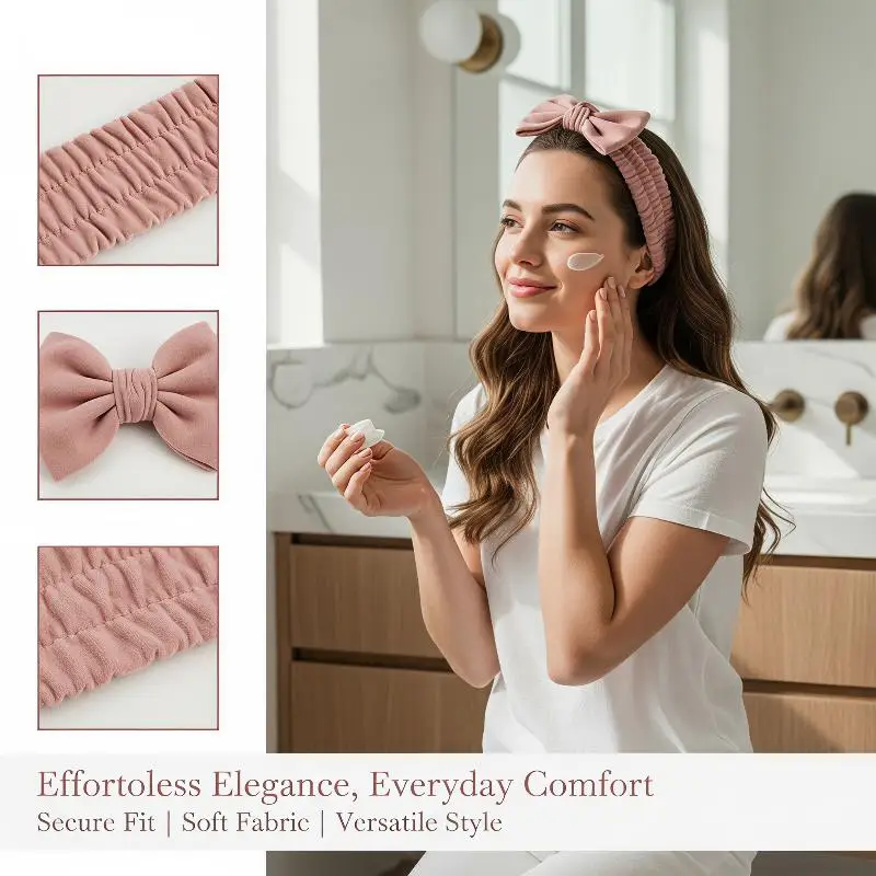 Double Layer Bow Lace Headband Washing Face Makeup Thin Princess Wide Edge Hair Tie For Women
