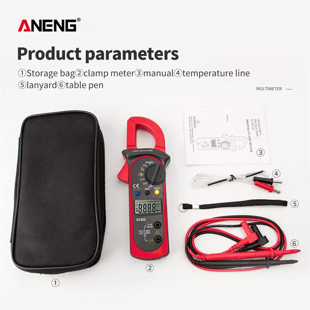 

Smart Digital Clamp Multimeter AC DC Current Voltage Tester LCR Meter with Temperature Resistance Ohm Transistor Testre