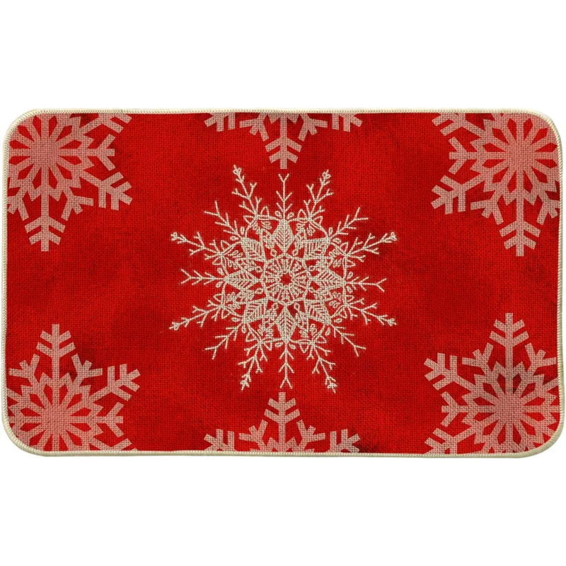 Christmas doormat decoration snowflake pattern home welcome mat outdoor indoor entrance floor mat red 61X90cm