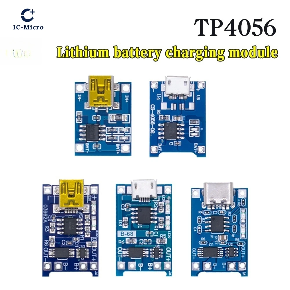 5 шт. 5 В 1A Micro/Type-c/Mini 18650 TP4056 модуль зарядного устройства для литиевой батареи зарядная плата с защитой двойные функции литий-ионный