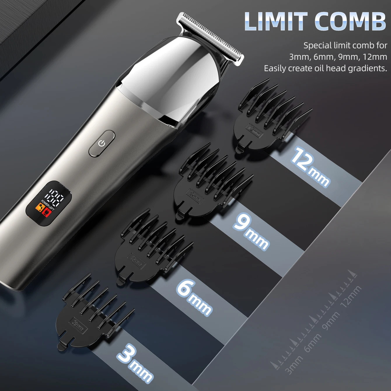 KIKIDO 6-in-1 Electric Hair Clipper Set Professional Multi-functional Hair Trimmer Adjustable Barber Rechargeable Waterproof