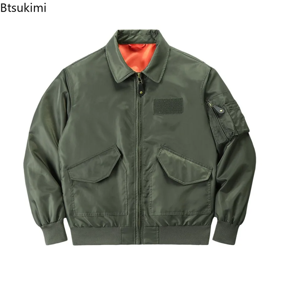 

Spring Autumn New Men's Vintage Bomber Jackets Stand Collar Zipper Pockets Men Casual Thin Coats Fashion Pilot Windbreak Jackets