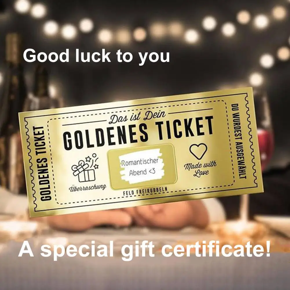 Ticket Scratcher Luxury Gift Certificate Golden Ticket Scratch-off Cards Gravure Printing Surprise Reveal Greeting for Birthday