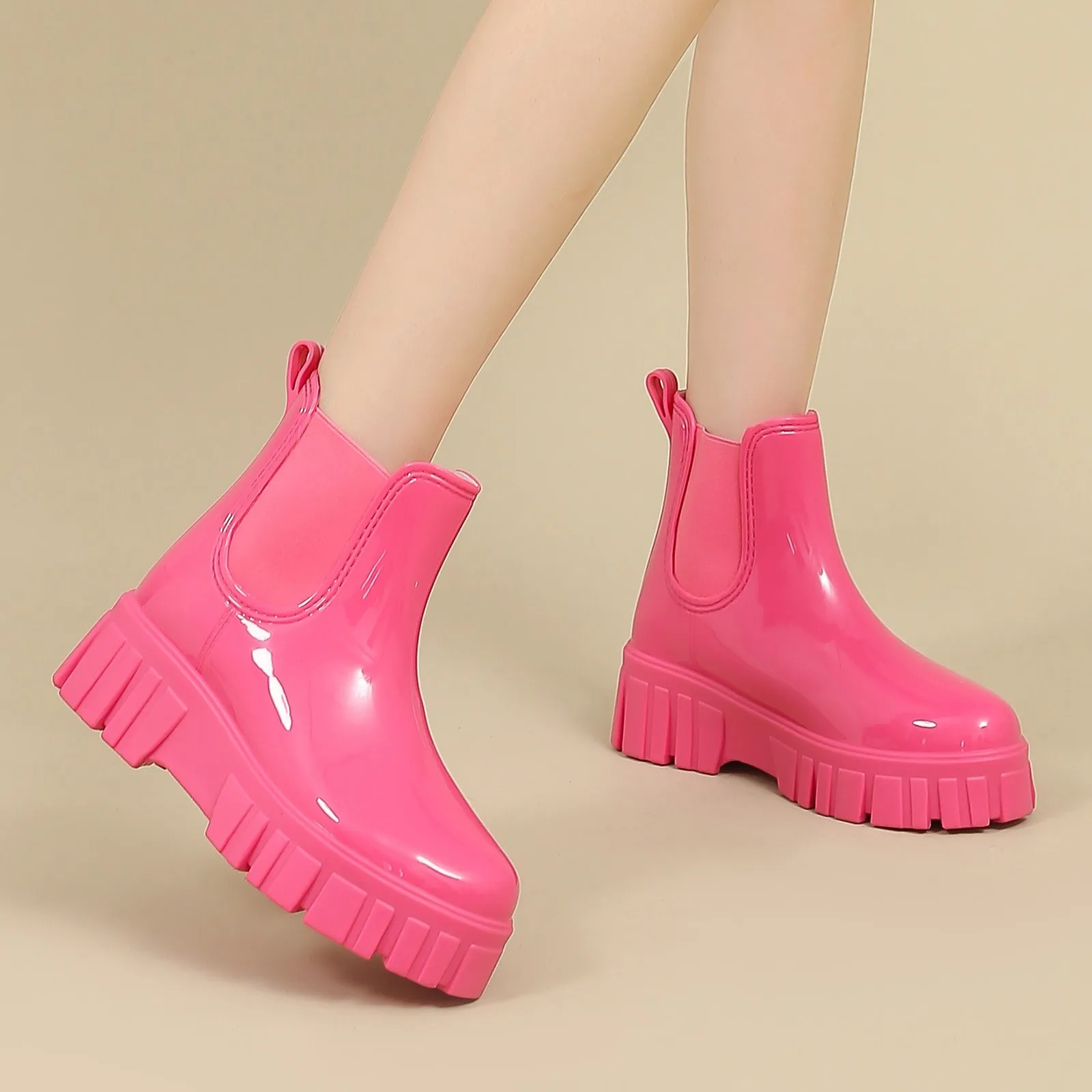 Platform Rain Boots Women Garden Galoshes Waterproof Rubber Chelsea Boots Female Non-slip Rainshoes Fishing Waders Water Shoes