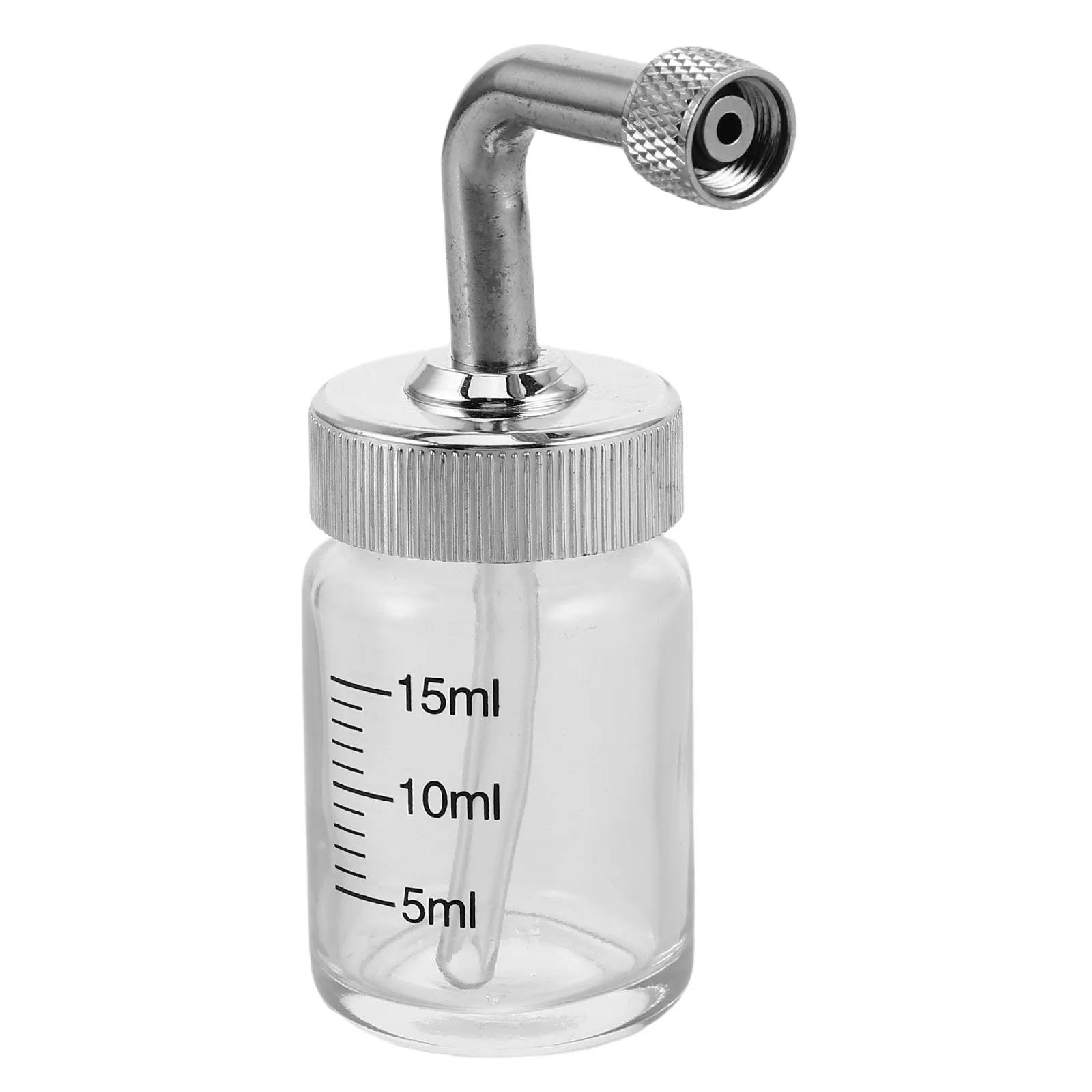 Empty Glass Bottle with Metal Lid for Oxygen Injector Beauty Devices Clear Transparent Storage Container for Face Neck Hands