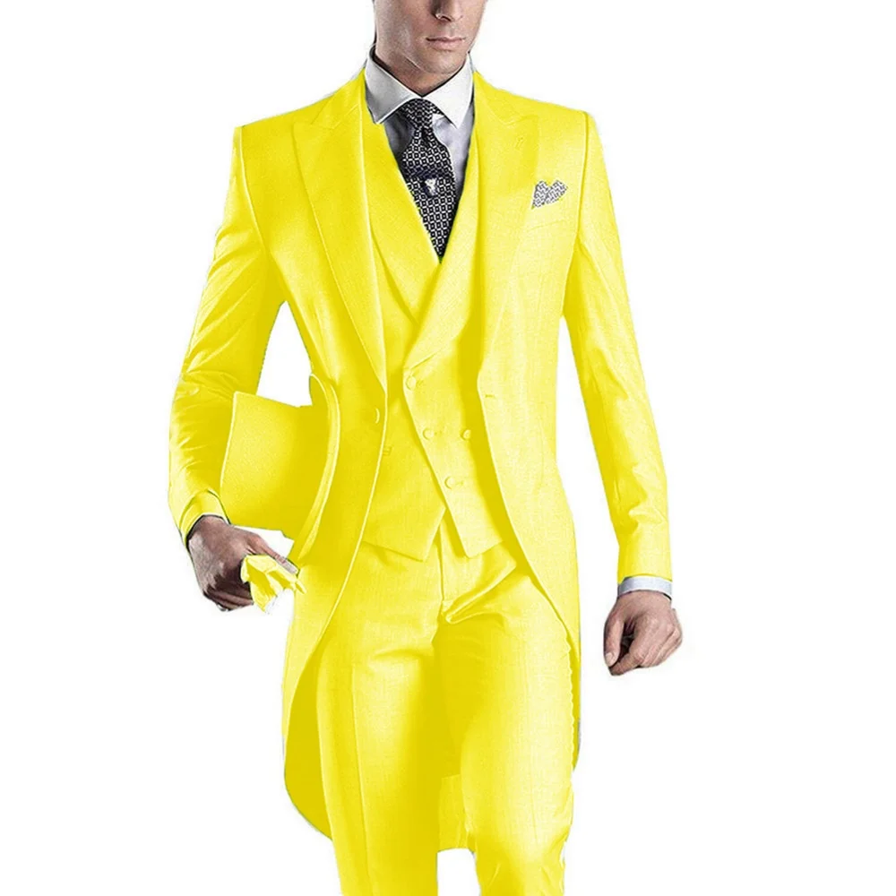 Men's 3pcs Suit Set Jacket Vest Pants Fashionable High-Quality Suitable For Weddings Parties And Formal Occasions