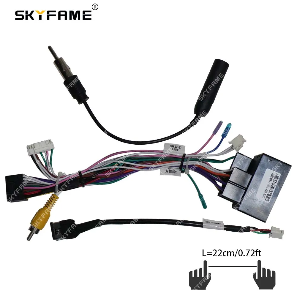 SKYFAME Car 16pin Wiring Harness Adapter Canbus Box Decoder Android Radio Power Cable  For Dongfeng Fengshen AX7