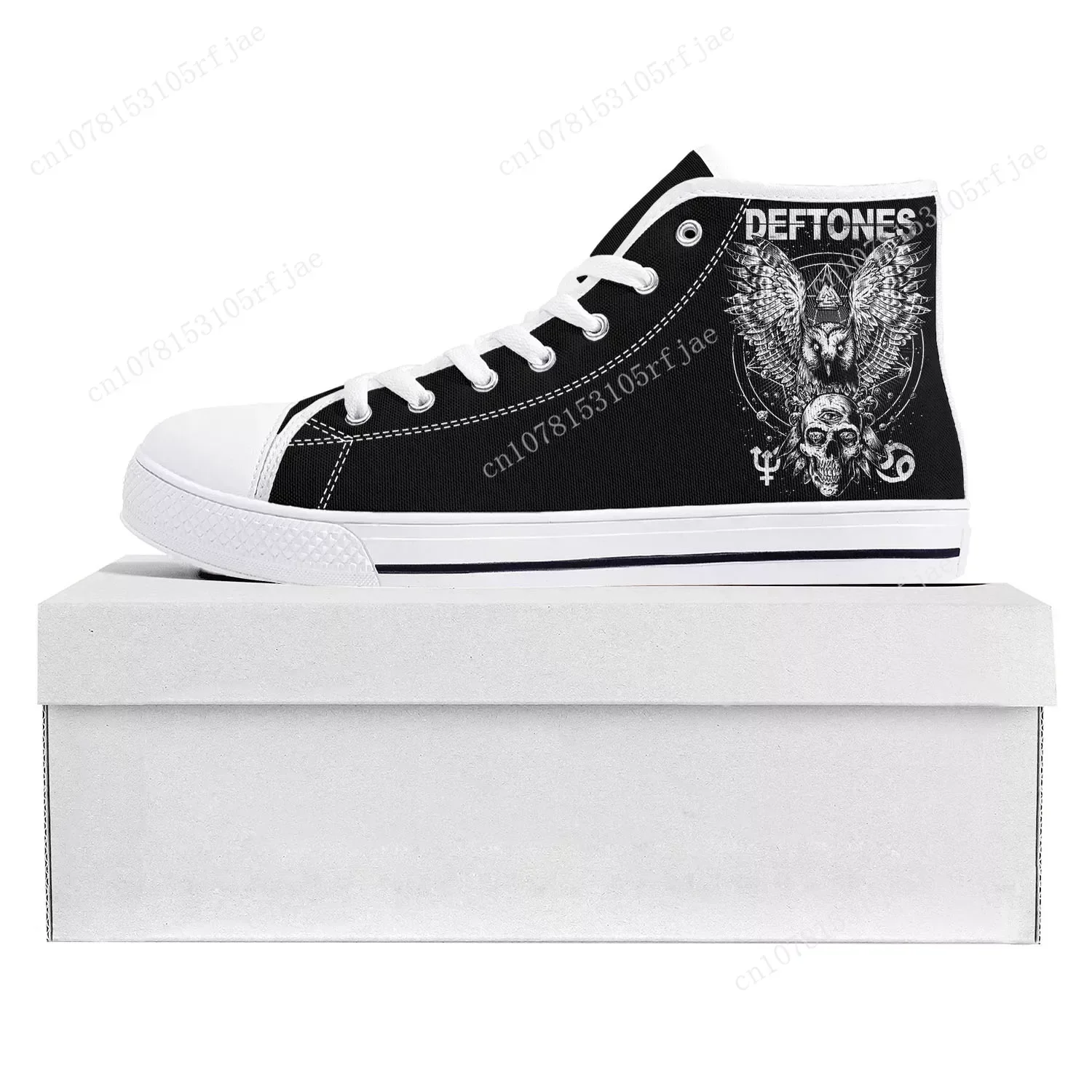 Deftones Metal Rock Band Sneakers, Homens e Mulheres, Adolescente Coruja Custom Canvas Sneaker, Casual Casal Sapatos, Top Alto, Boa Qualidade