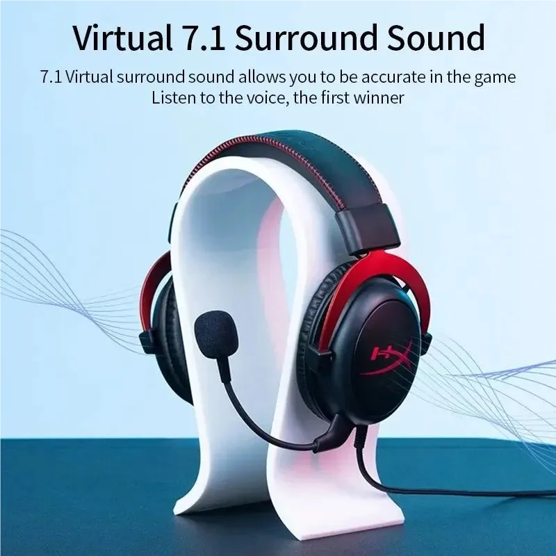 سماعة رأس سلكية أصلية للألعاب HyperX Cloud 2 II مع ميكروفون بصوت محيطي HiFi 7.1 للكمبيوتر الشخصي PS4