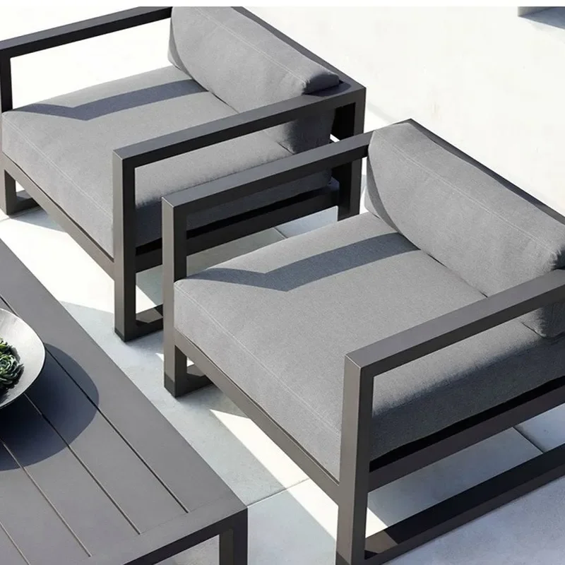 Outdoor Furniture Set Aluminum Alloy Sofa and Coffee Table Combination Waterproof Sunproof for Villa Courtyard Balcony Patio